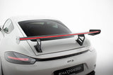 Maxton Design - Carbon Fiber Rear Wing with Internal Brackets Uprights V.2 + LED Porsche 718 Cayman 982C