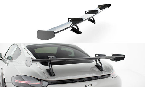 Maxton Design - Carbon Fiber Rear Wing with Upper Swan Mounting V.2 Porsche 718 Cayman 982C