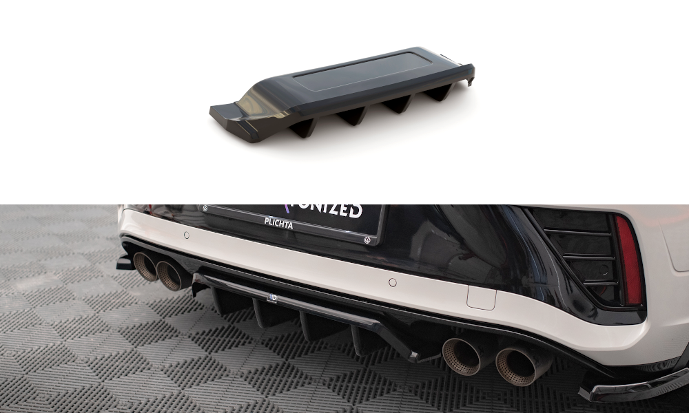 Maxton Design - Central Rear Splitter (with Vertical Bars) Volkswagen T ...